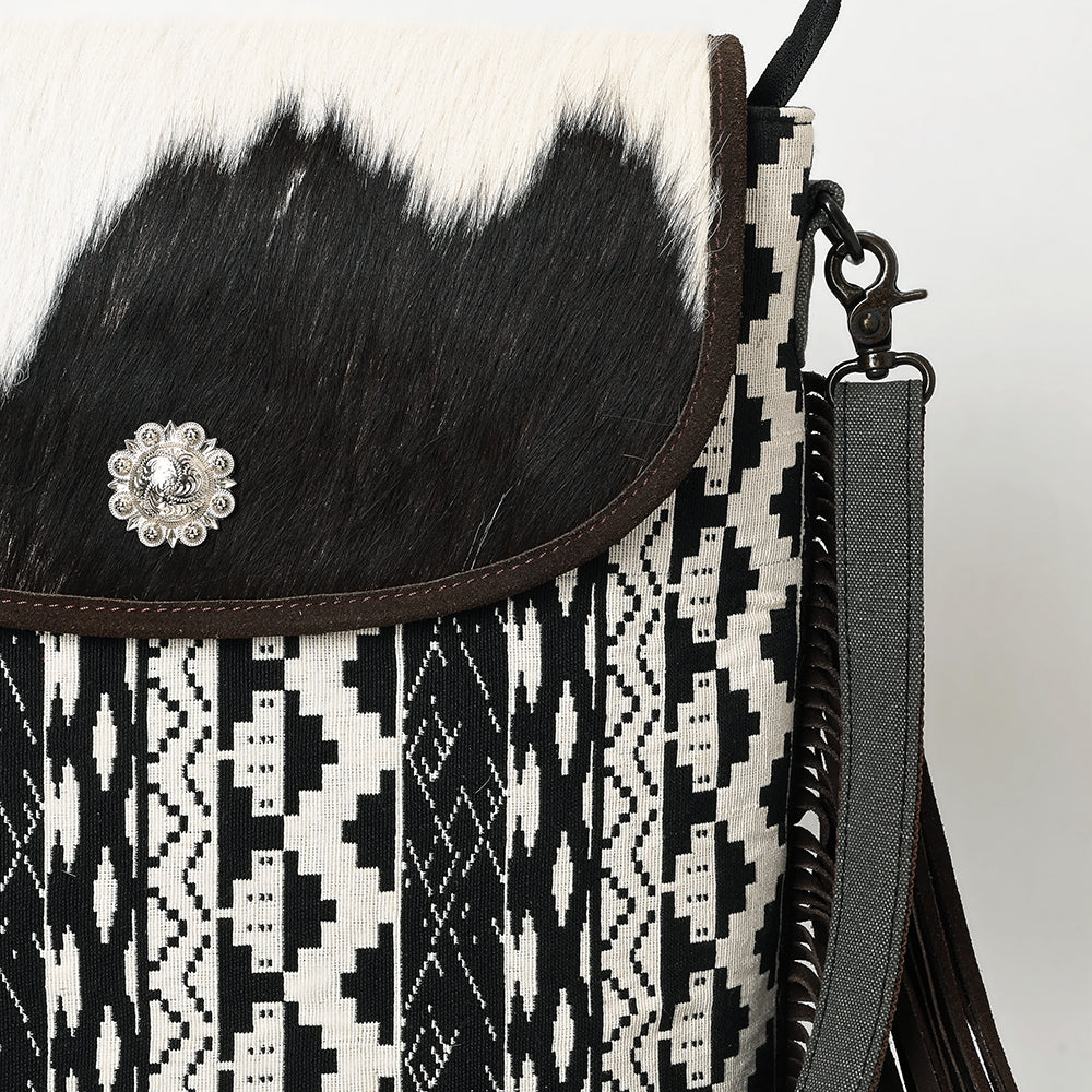 OHLAY Tote Hair On Upcycled Canvas  Genuine Leather Women Bag Western Handbag Purse