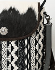 OHLAY Tote Hair On Upcycled Canvas  Genuine Leather Women Bag Western Handbag Purse