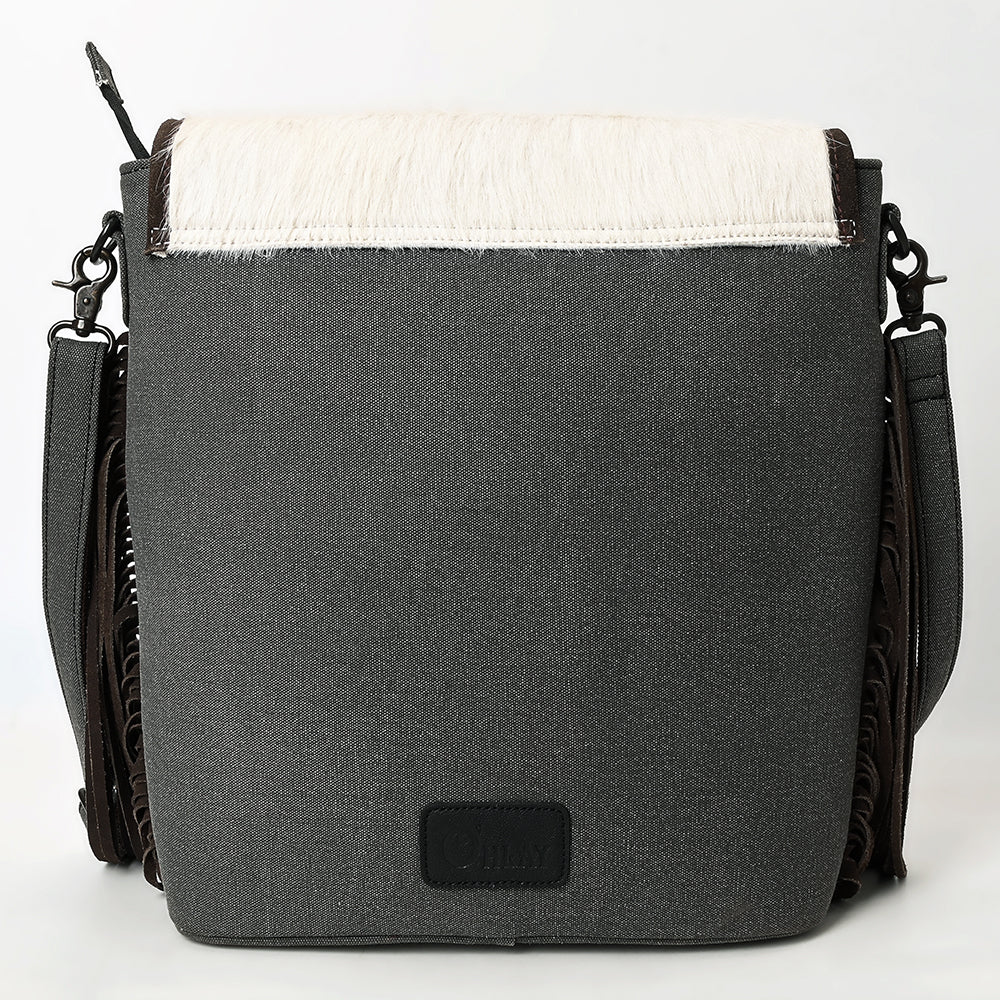 OHLAY Tote Hair On Upcycled Canvas  Genuine Leather Women Bag Western Handbag Purse