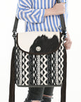 OHLAY Tote Hair On Upcycled Canvas  Genuine Leather Women Bag Western Handbag Purse