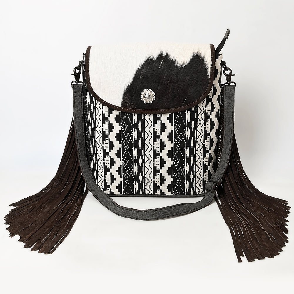 OHLAY Tote Hair On Upcycled Canvas  Genuine Leather Women Bag Western Handbag Purse