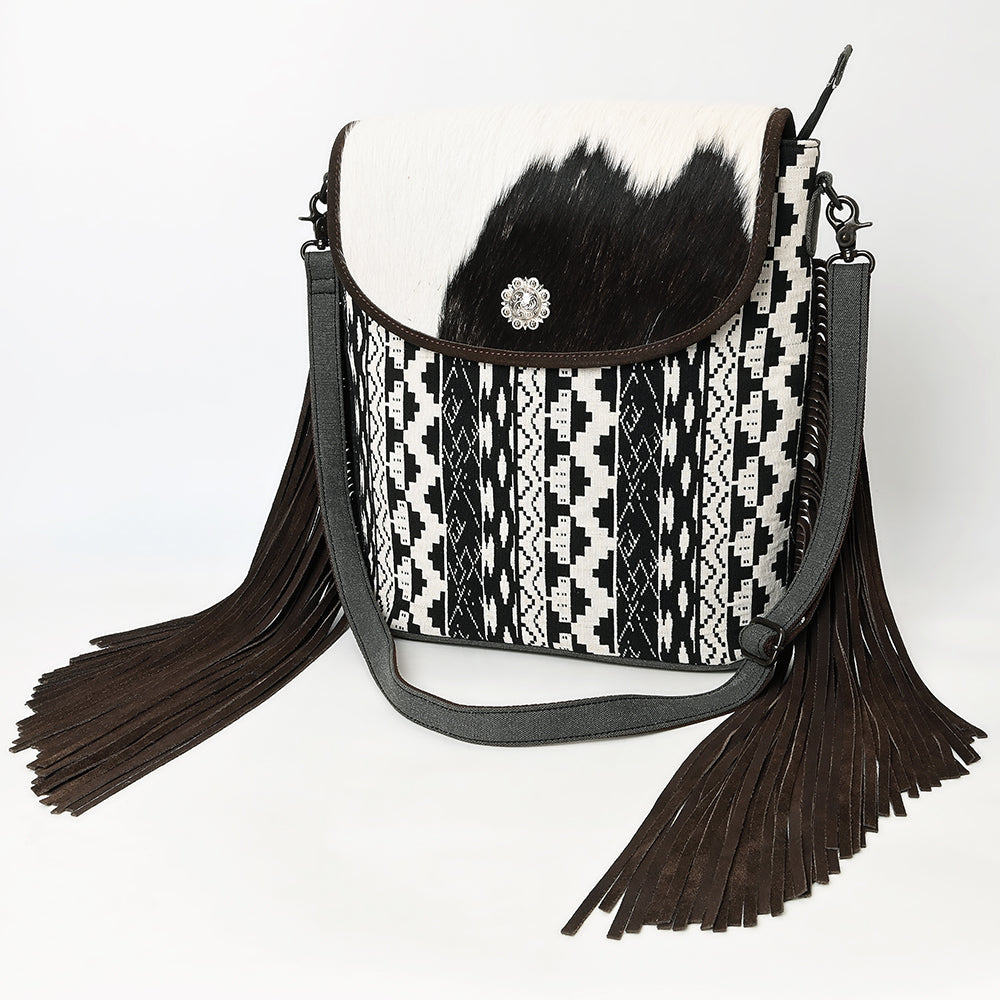 OHLAY Tote Hair On Upcycled Canvas  Genuine Leather Women Bag Western Handbag Purse