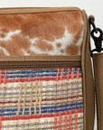 OHLAY Crossbody Hair On Upcycled Canvas  Genuine Leather Women Bag Western Handbag Purse
