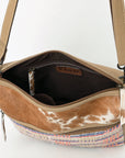 OHLAY Crossbody Hair On Upcycled Canvas  Genuine Leather Women Bag Western Handbag Purse