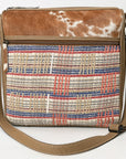 OHLAY Crossbody Hair On Upcycled Canvas  Genuine Leather Women Bag Western Handbag Purse