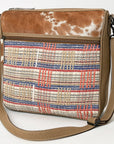OHLAY Crossbody Hair On Upcycled Canvas  Genuine Leather Women Bag Western Handbag Purse