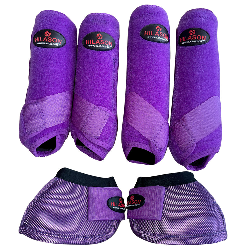 HILASON L M S Horse Front Rear Hind Leg Sport Boots &amp; Bell 6 Pack | Jumping