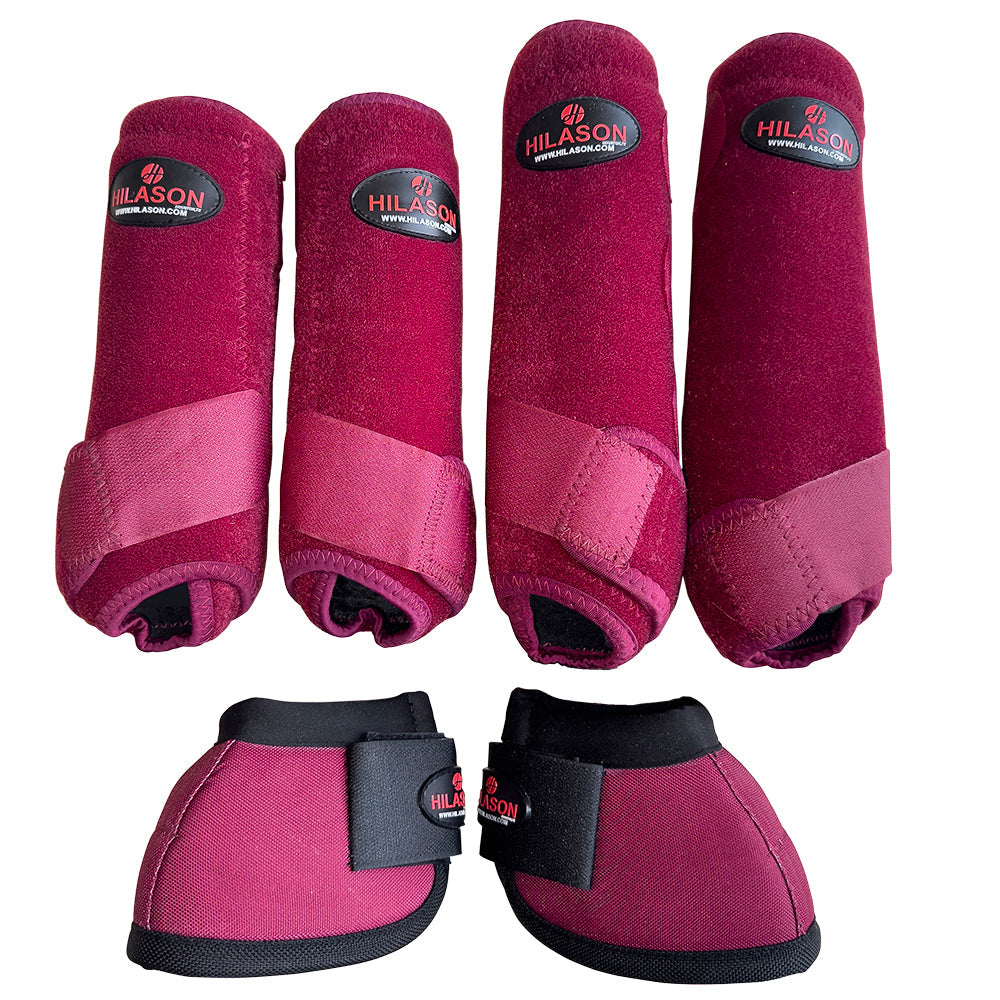HILASON L M S Horse Front Rear Hind Leg Sport Boots &amp; Bell 6 Pack | Jumping