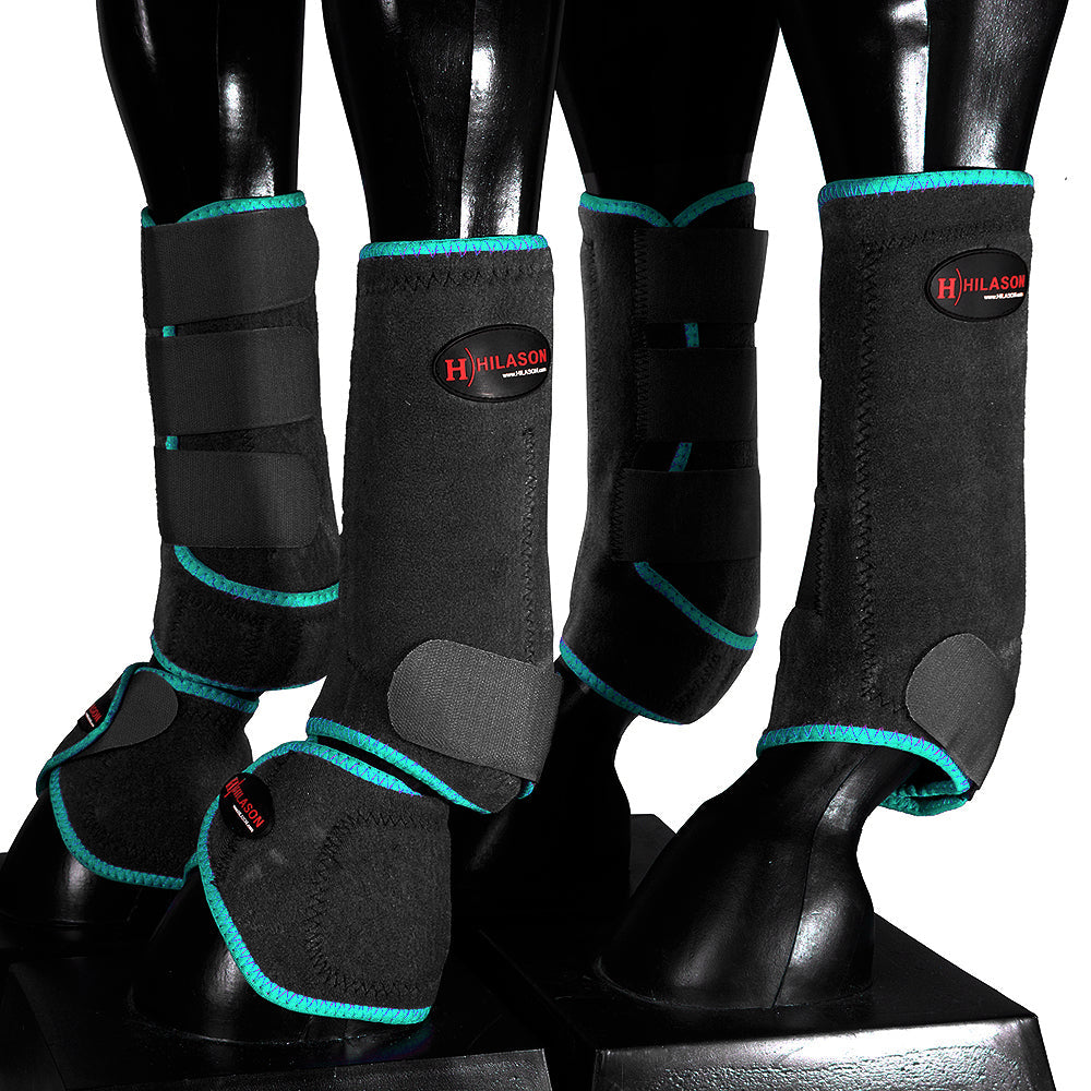 HILASON L M S Horse Front Rear Hind Leg Sport Boots &amp; Bell Boots 6 Pack