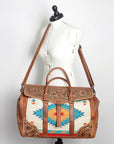 American Darling Duffel Saddle Blanket Hand Tooled Genuine Leather Western Women Bag | Handbag Duffle Weekend Travel Bags for