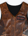 Hilason Bull Riding Rodeo Floral Hand Carved Genuine Leather Vest Black Safety Protective Gear Equipment Vest