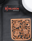 Hilason Bull Riding Kids Junior Youth Pro Rodeo Genuine Leather Vest With Floral Hand Carved
