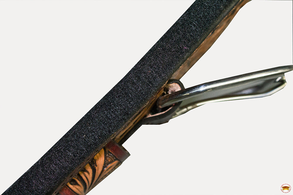 24 In HILASON Western Horse Saddle Cinch Girth Genuine Leather Brown Floral Hand Tooled &amp; Carved Stainless Steel Hardware