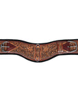 24 In HILASON Western Horse Saddle Cinch Girth Genuine Leather Brown Floral Hand Tooled & Carved Stainless Steel Hardware