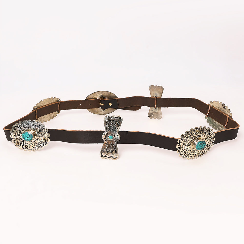 American Darling Genuine Leather Women Belt Dark Brown With Concho 51 Inches