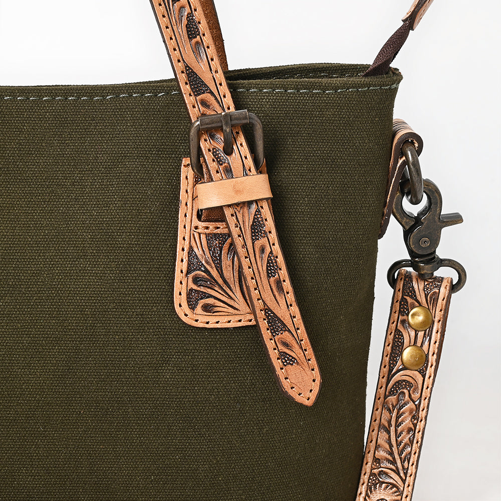 American Darling Crossbody Hand Tooled Oil Rustic Cotton Fabric Genuine Leather Women Bag Western Handbag Purse