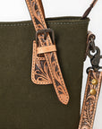 American Darling Crossbody Hand Tooled Oil Rustic Cotton Fabric Genuine Leather Women Bag Western Handbag Purse