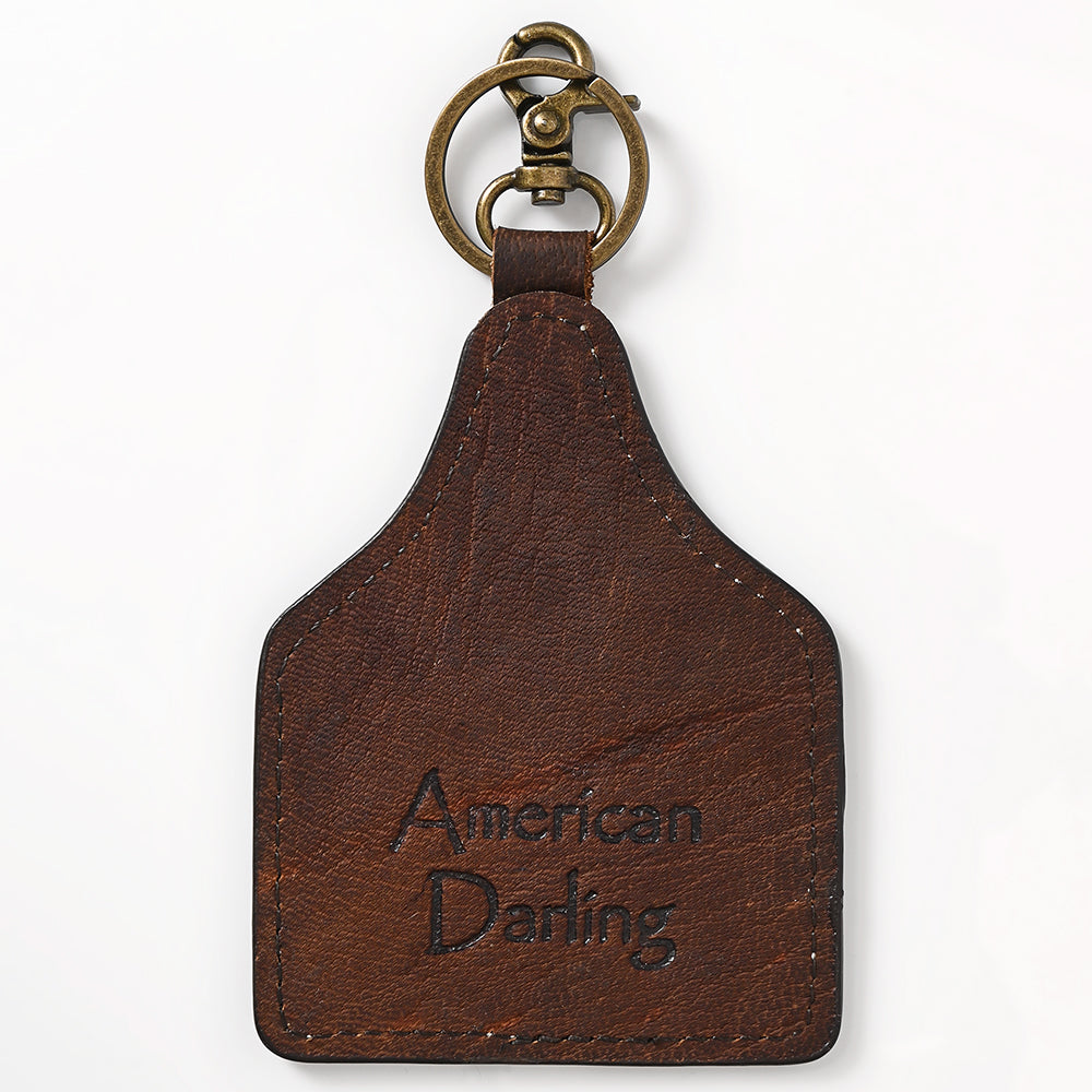 American Darling Hair-On Genuine Leather Keyring Beautiful Horse Print