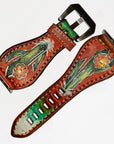American Darling Hand Tooled I watch Strap Genuine Leather With Beautiful Cactus Painted Smart