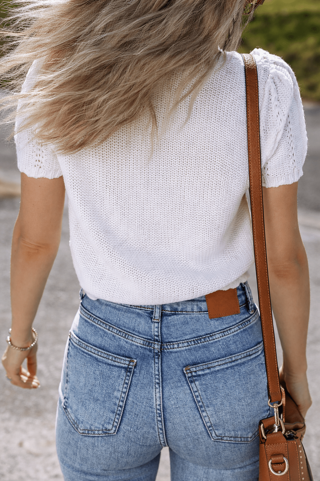 Lavender Puff Sleeve Crewneck Sweater