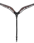 Hilason Horse Floral Hand Carved American Leather Breast Collar Headstall Dark Brown