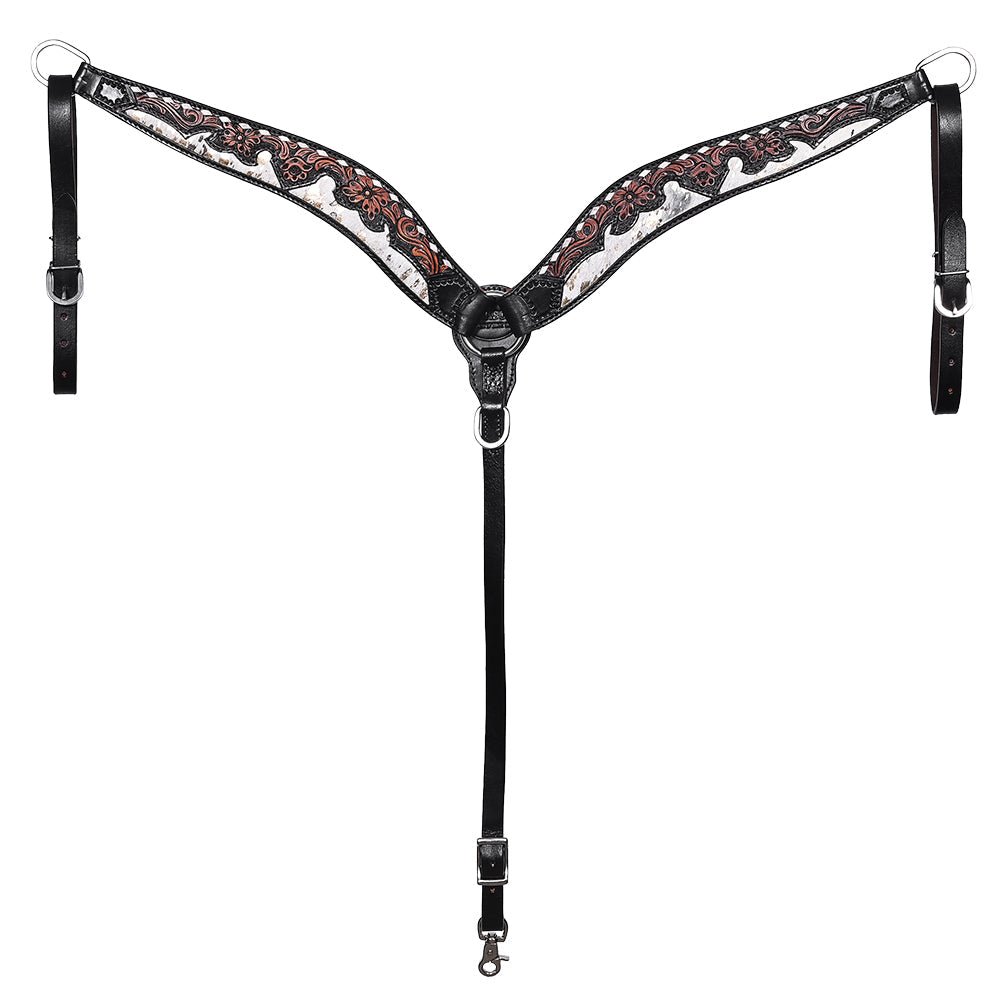 Hand-Carved Leather Western Headstall And Breast Collar Set For Training And Showing