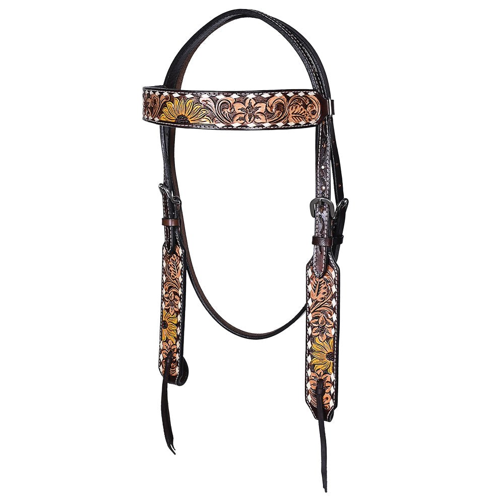 Hand-Carved Leather Western Headstall And Breast Collar Set For Training And Showing