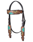 Hand-Carved Leather Western Headstall And Breast Collar Set For Training And Showing