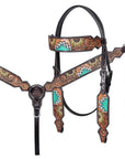 Hand-Carved Leather Western Headstall And Breast Collar Set For Training And Showing