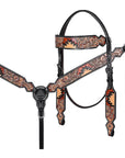 Hand-Carved Leather Western Headstall And Breast Collar Set For Training And Showing