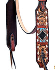 Western Horse Headstall And Floral Beaded Leather Breast Collar