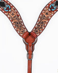 Western Horse Headstall And Floral Beaded Leather Breast Collar
