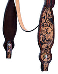 Hilason Horse Floral Hand Carved American Leather Breast Collar Headstall Brown