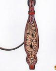 HILASON Western Horse Floral Hand Carved Tack Set Genuine Leather Brown