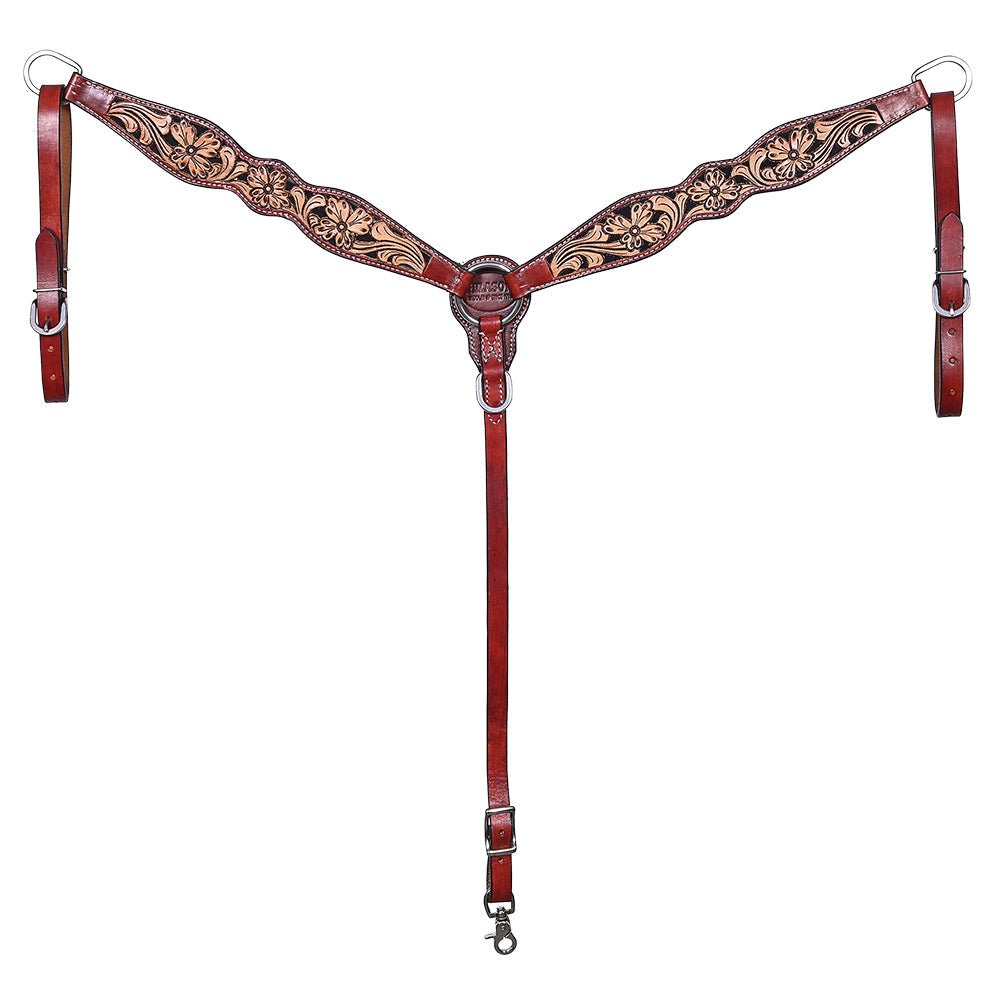 Hand-Carved Leather Western Headstall And Breast Collar Set For Training And Showing