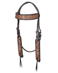 Hand-Carved Leather Western Headstall And Breast Collar Set For Training And Showing