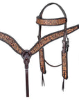 Hand-Carved Leather Western Headstall And Breast Collar Set For Training And Showing