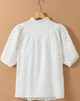 Arielle Embroidered Hollow-out Puff Sleeve Blouse