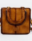 Handcrafted Leather Crossbody Bag With Diamond Quilting Details In Burnished Tan