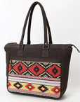 OHLAY Tote Upcycled Canvas  Genuine Leather Women Bag Western Handbag Purse