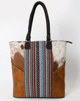 OHLAY Tote Hair On Upcycled Canvas  Genuine Leather Women Bag Western Handbag Purse