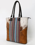OHLAY Tote Hair On Upcycled Canvas  Genuine Leather Women Bag Western Handbag Purse