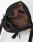 OHLAY Cross Body Hair On Upcycled Canvas  Genuine Leather Women Bag Western Handbag Purse