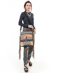 OHLAY Large Crossbody Hair On Upcycled Canvas  Genuine Leather Women Bag Western Handbag Purse