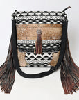 OHLAY Large Crossbody Hair On Upcycled Canvas  Genuine Leather Women Bag Western Handbag Purse