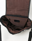 OHLAY Crossbody Hair On Upcycled Canvas  Genuine Leather Women Bag Western Handbag Purse