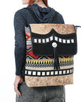 OHLAY Backpack Hair On Upcycled Canvas  Genuine Leather Women Bag Western Handbag Purse