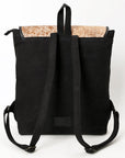 OHLAY Backpack Hair On Upcycled Canvas  Genuine Leather Women Bag Western Handbag Purse