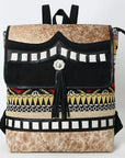 OHLAY Backpack Hair On Upcycled Canvas  Genuine Leather Women Bag Western Handbag Purse