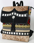 OHLAY Backpack Hair On Upcycled Canvas  Genuine Leather Women Bag Western Handbag Purse